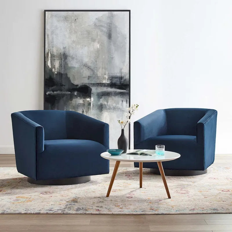 Twist Swivel Performance Velvet Upholstery Chair (Set of 2)