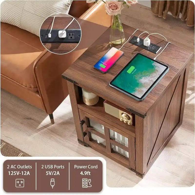 End Table with Charging Station - 18 D x 18 W x 24 H