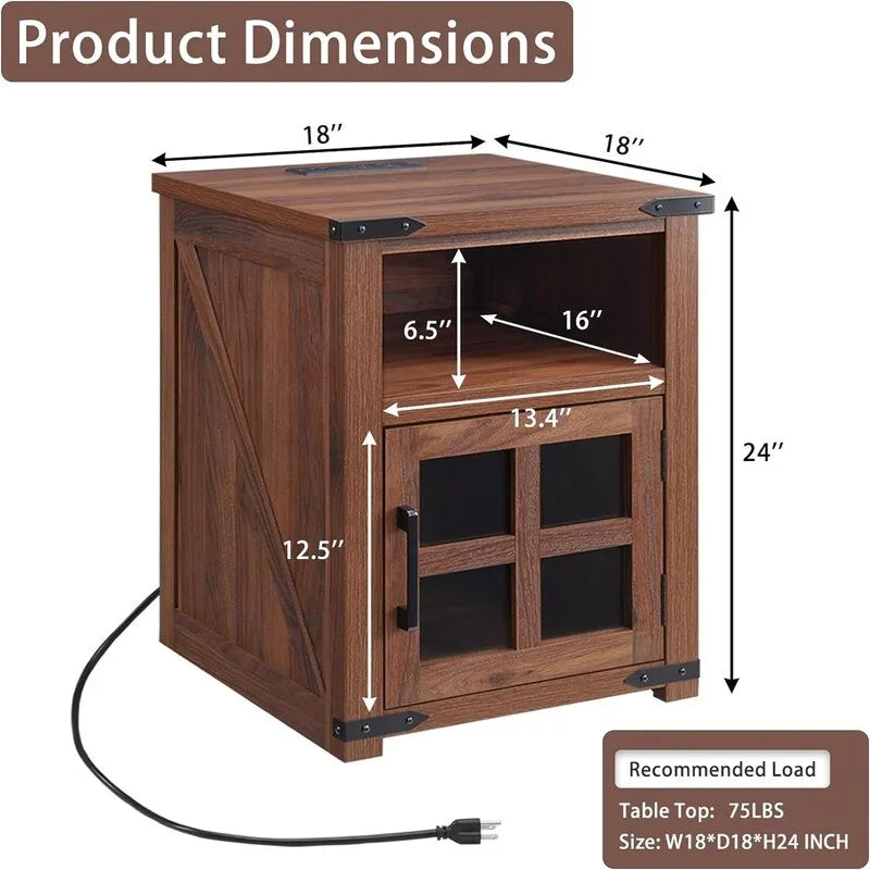 End Table with Charging Station - 18 D x 18 W x 24 H