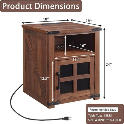 End Table with Charging Station - 18 D x 18 W x 24 H