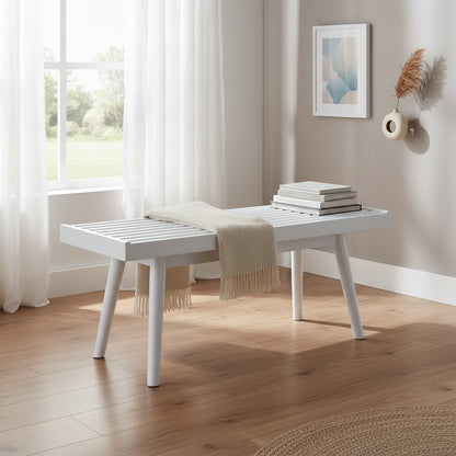Solid Wood Slatted Bench