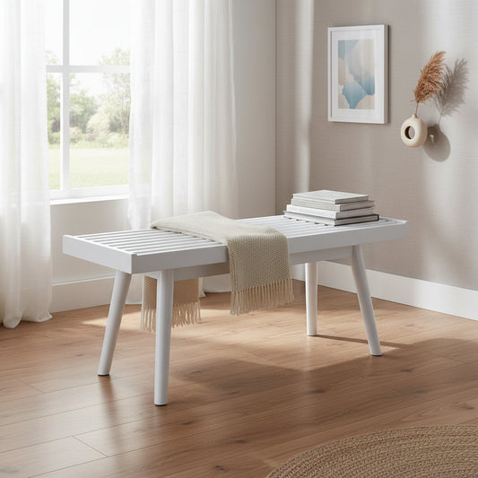 Solid Wood Slatted Bench