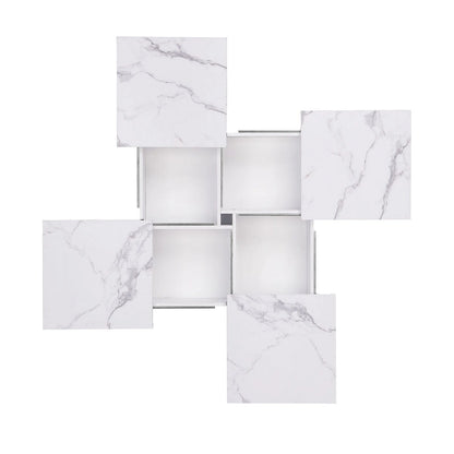 Marble Veneer Coffee Table Sliding Top with Storage