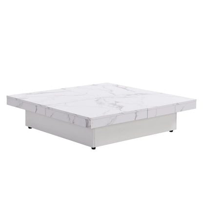 Marble Veneer Coffee Table Sliding Top with Storage