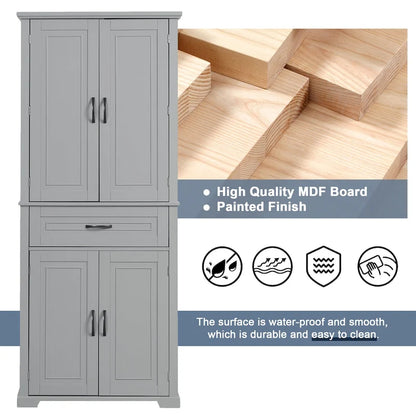 Tall Bathroom Storage Cabinet with Drawers and Adjustable Shelf