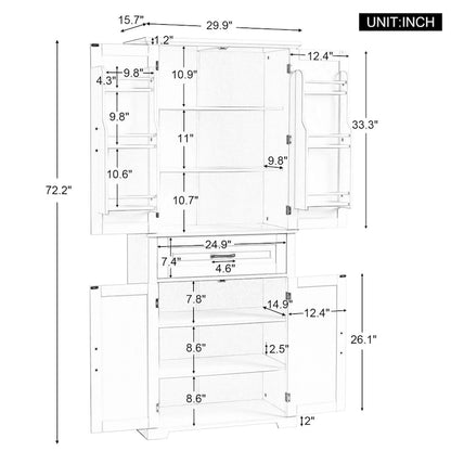 Tall Bathroom Storage Cabinet with Drawers and Adjustable Shelf