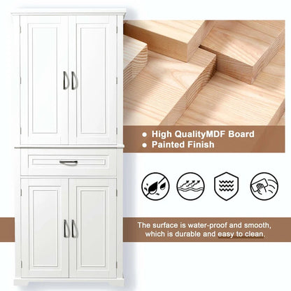 Tall Bathroom Storage Cabinet with Drawers and Adjustable Shelf