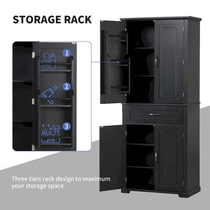 Tall Bathroom Storage Cabinet with Drawers and Adjustable Shelf
